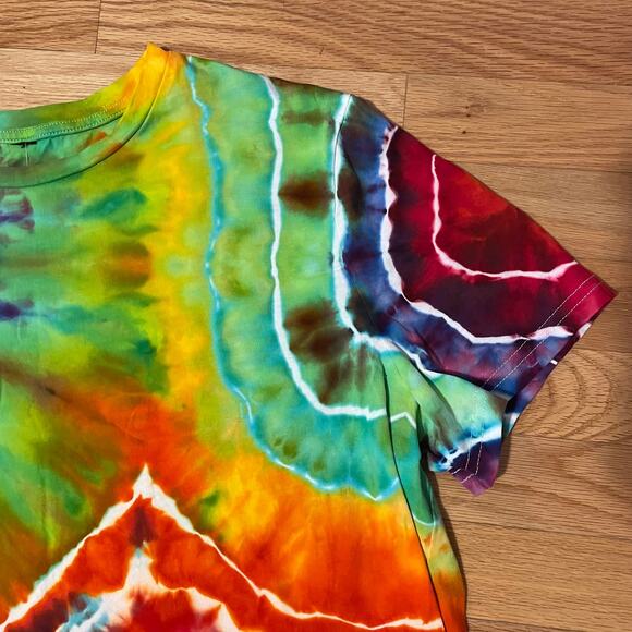 Ice Dyed T-shirt Dress - Ice Dye Hippie Boho - Rainbow Geode (Women's XLarge) - Picture 5 of 12